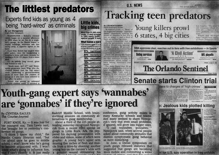 In the 1990s criminologists predicted a new breed of children would grow up to be super-predators. While the myth was debunked, the legacy lives on.